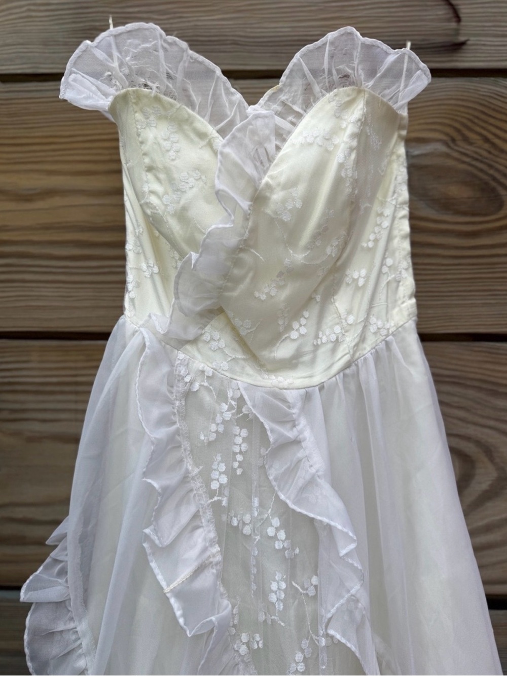 Ivory Ruffled Lace Slip Dress - Picture 3 of 7